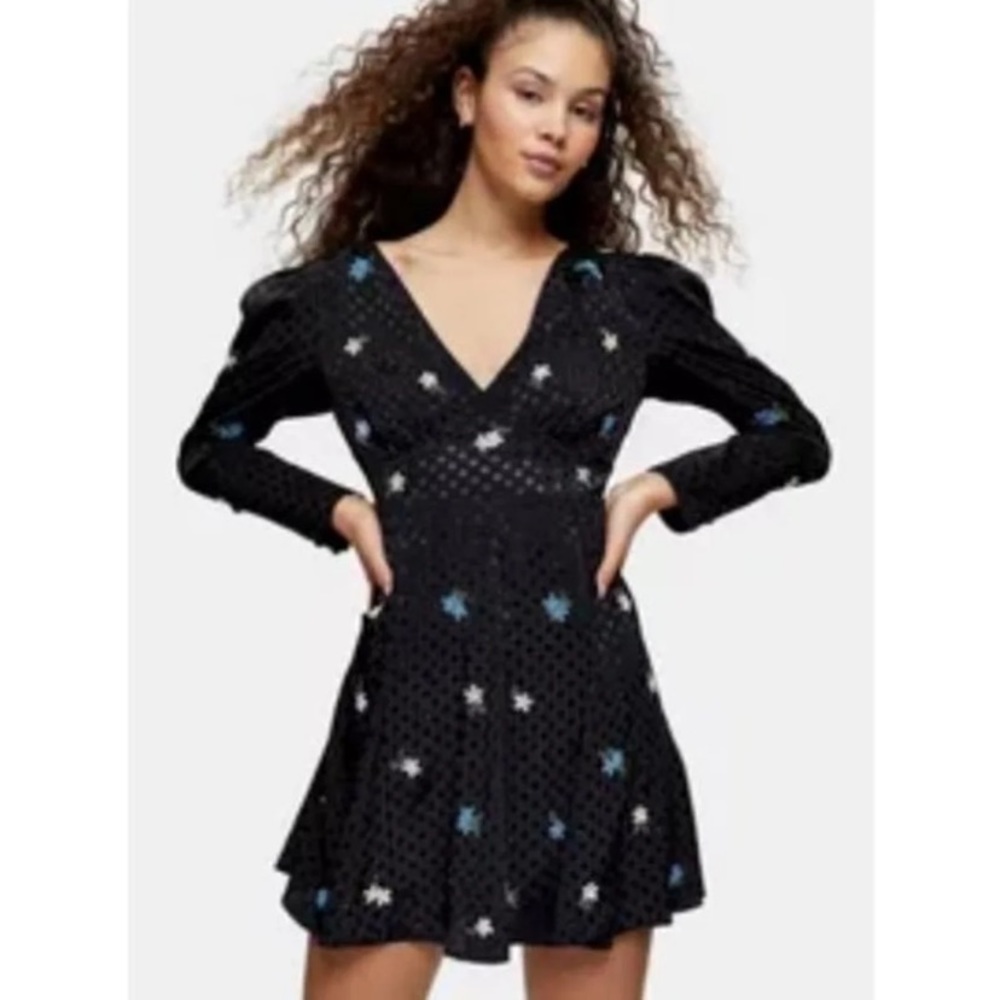 TopShop Fit & Flare Embellished Mini Dress